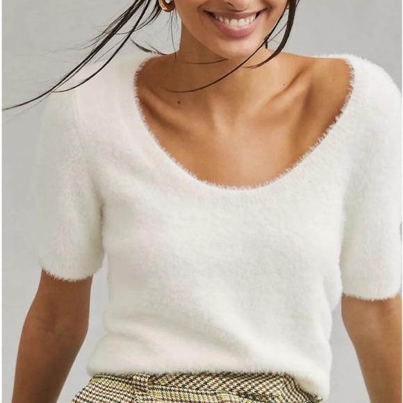 Anthropologie Sweaters - Anthropologie Maeve Scoop Neck Eyelash Sweater Tee